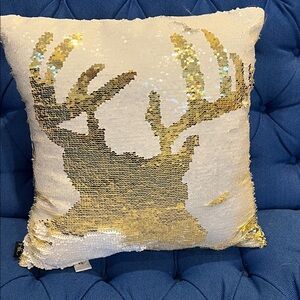 Sequin Reindeer Pillow